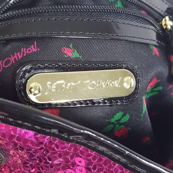 SOLD Betsey Johnson Purple Sequin Purse Rose Bow - Picture 6 of 6